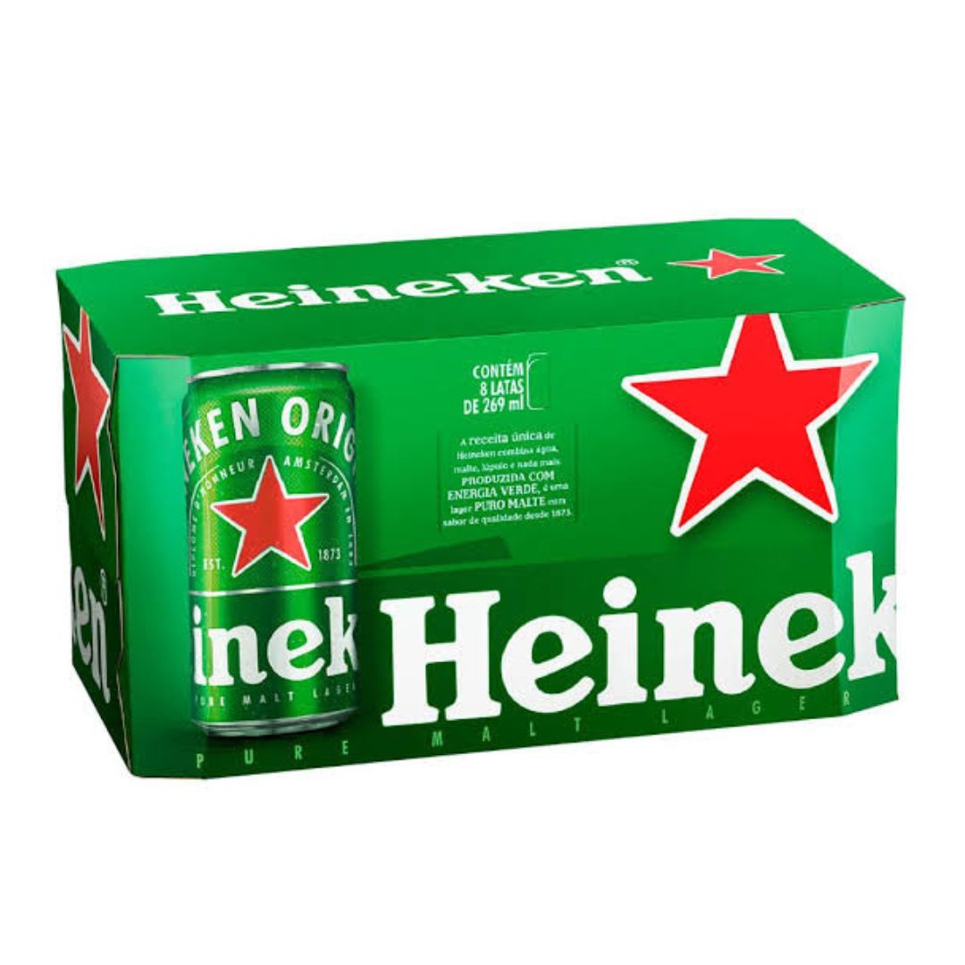 Caixa Cerveja Heineken 269ml C/8 Unidade