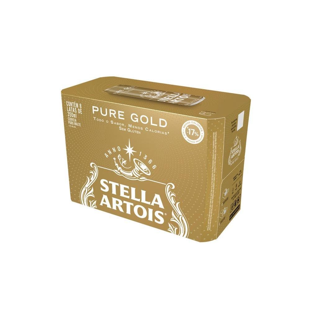 Caixa Cerveja Stella Pure Gold 250ml C/8 Unidade