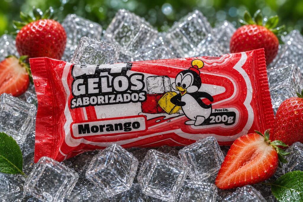 Gelo Saborizado Sabor Morango